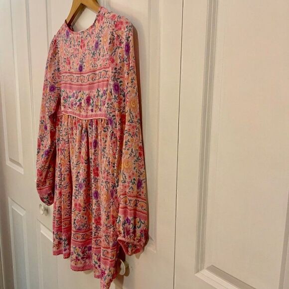 Goodnight Macaroon Sherry Pink Boho Print Long Sleeve Mini Dress Medium - Picture 10 of 10